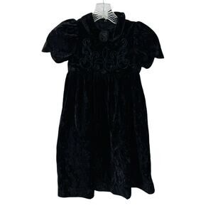 Vintage Jessica McClintock Black Velvet Dress Holiday Formal Girls 4